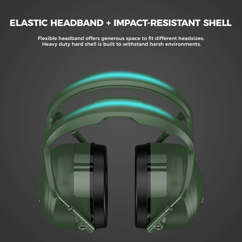Procase Extra Large SNR 37dB Noise Cancelling Headphones, NRR 30dB Hearing Protection Ear Muffs for Adults Noise Reduction, Wide Size Adjustment and Comfortable -Green - Image 5